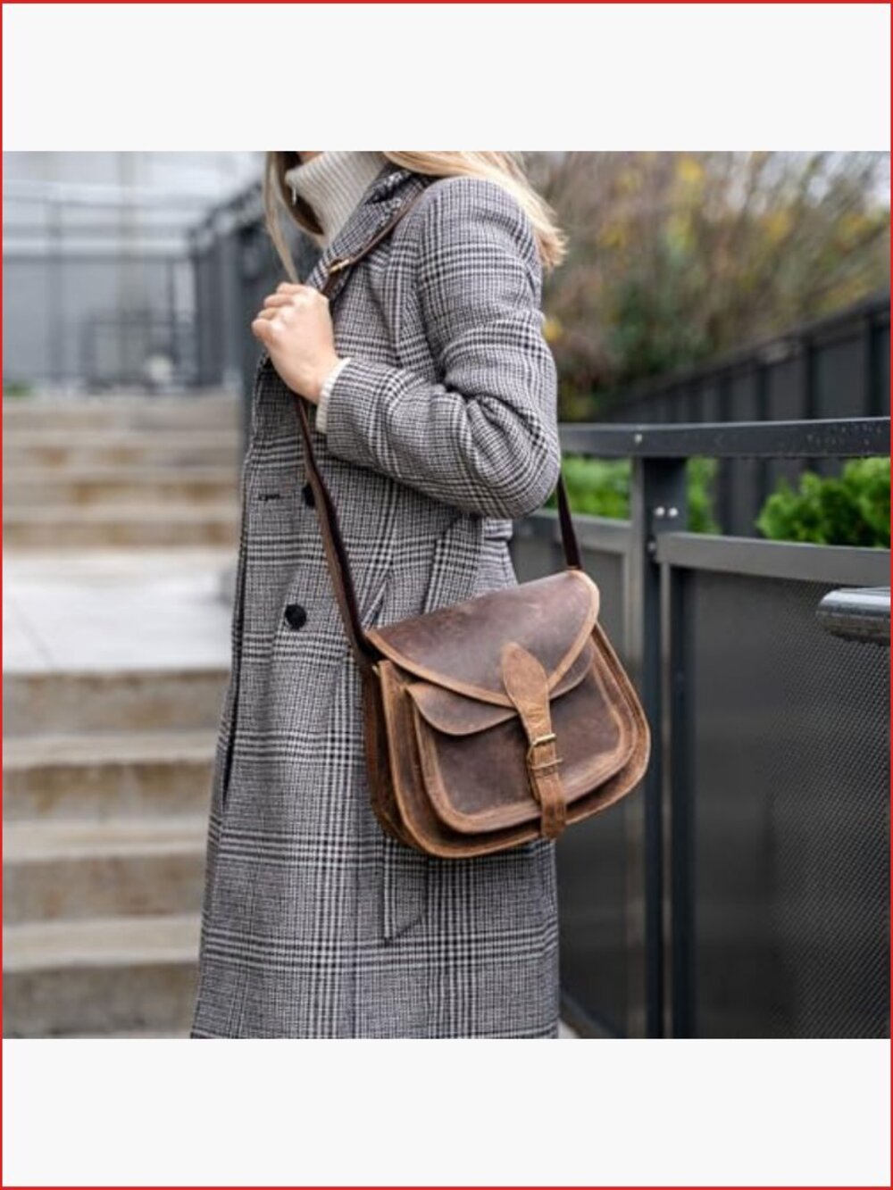 Full Grain Buffalo Leather Satchel Crossbody Bag Tote